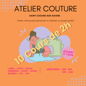 Carte de 10 cours de couture de 2h