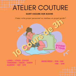Carte de 10 cours de couture de 3h