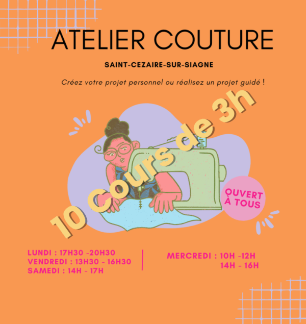 Carte de 10 cours de couture de 3h